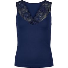TIM OG SIMONSEN TOP, BELEN RIB V-LACE TOP, BLUE