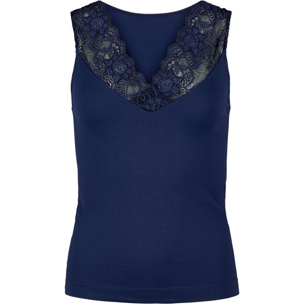 TIM OG SIMONSEN TOP, BELEN RIB V-LACE TOP, BLUE