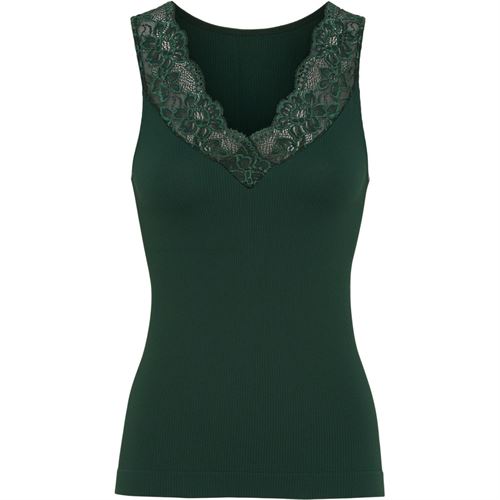 TIM OG SIMONSEN TOP, BELEN RIB V-LACE TOP, VERDE SCURO