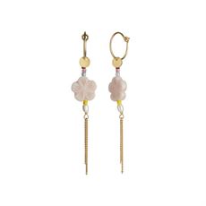 STINE A ØRERING, PINK CHERRY BLOSSOM EARRING GOLD WITH CHAINS