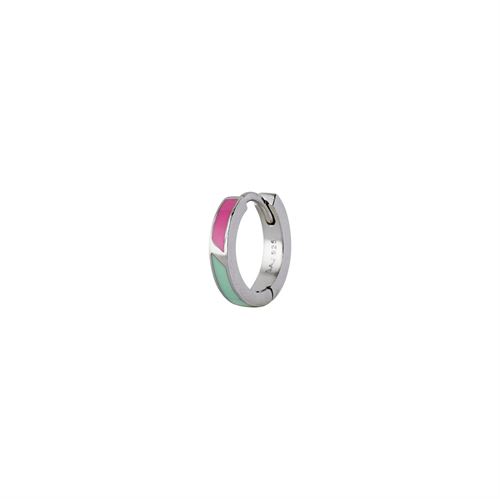 STINE A ØRERING, PETIT CIRCUS HUGGIE EARRING FRESH PINK & MINT GREEN ENAMEL SILVER