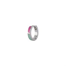 STINE A ØRERING, PETIT CIRCUS HUGGIE EARRING FRESH PINK & MINT GREEN ENAMEL SILVER