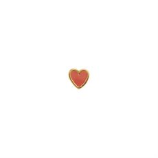 STINE A ØRERING, PETIT LOVE HEART CORAL ENAMEL GOLD