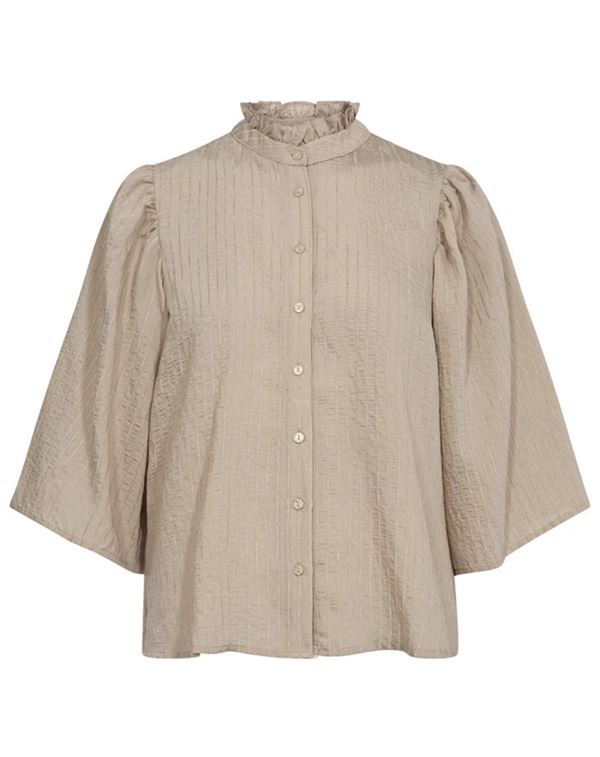 CO`COUTURE SKJORTE, VIOLACC SS SHIRT, TAUPE