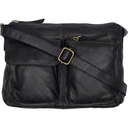 BTF CPH TASKE, ORCHID CROSS BODY BAG, BLACK W. ANTIQUE BRASS ACC.