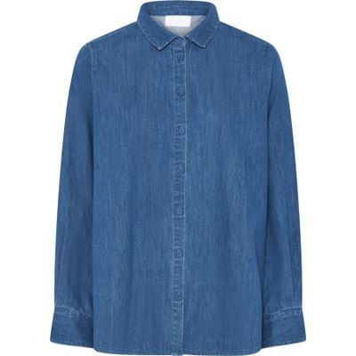FRAU SKJORTE, DHAKA DENIM SHIRT, DARK BLUE DENIM