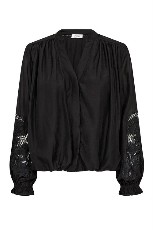CO`COUTURE SKJORTE, DELINCC BALLOON EMB SHIRT, BLACK