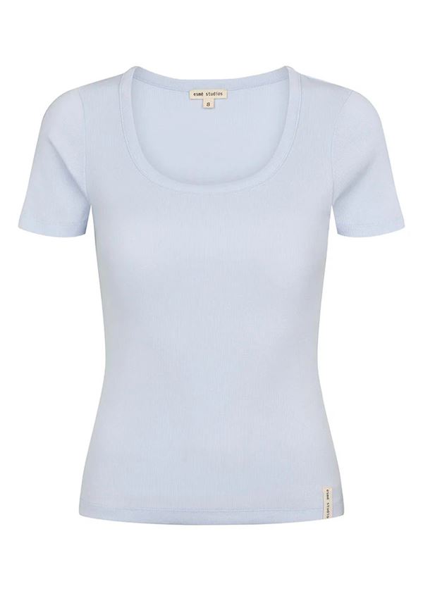 ESMÉ STUDIOS T-SHIRT, ESBLOSSOM WIDE O-NECK TOP, HALOGEN BLUE