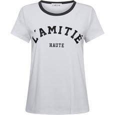 HAUTE L`AMITIÉ T-SHIRT, NECKLINE COLLEGE TEE, WHITE/INK