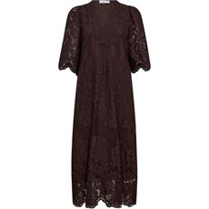 HAUTE L`AMITIÉ KJOLE, CURVEY LACE HEM DRESS, MOCCA