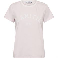 HAUTE L`AMITIÉ T-SHIRT, NECKLINE LOGO TEE, ICED ROSE