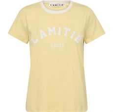 HAUTE L`AMITIÉ T-SHIRT, NECKLINE LOGO TEE, PALE YELLOW