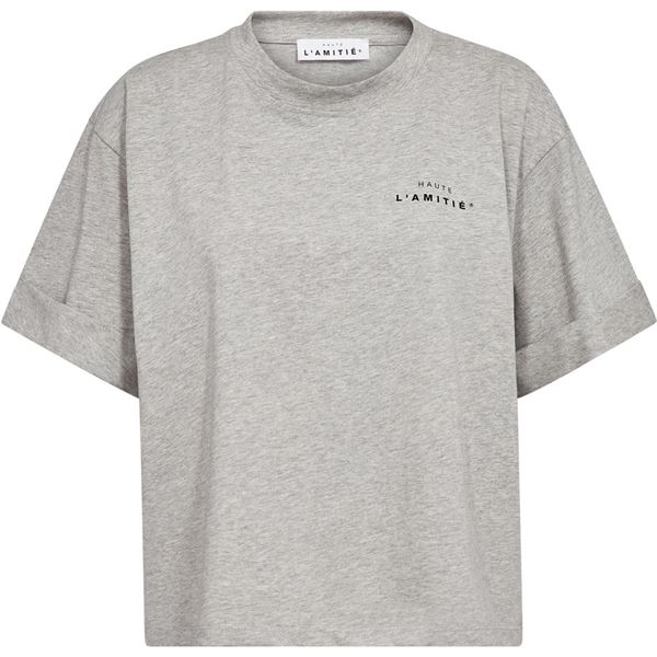 HAUTE L`AMITIÉ T-SHIRT, HL CREW NECK CROP TEE, GREY MELANGÉ