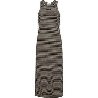 HAUTE L`AMITIÉ KJOLE, DESSERT RIB STRIPE DRESS, WALNUT
