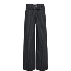 HAUTE L`AMITIÉ BUKSER, LOU STRIPE BELT JEANS, DARK GREY