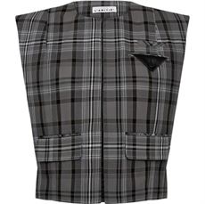HAUTE L`AMITIÉ VEST, CAMEL LINE MEGA CHECK BOX WAISTCOAT