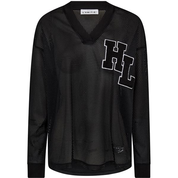 HAUTE L`AMITIÉ MESH BLUSE, HAUTE DRIFT BLOUSE, BLACK