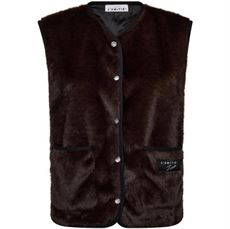 HAUTE L`AMITIÉ VEST, FUR TECH VEST, MOCCA