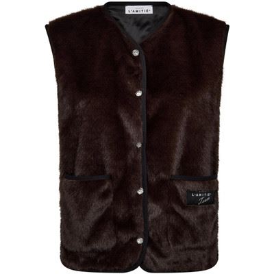 HAUTE L`AMITIÉ VEST, FUR TECH VEST, MOCCA
