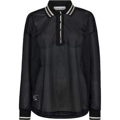 HAUTE L`AMITIÉ POLO BLOUSE, DRIFT POLO BLOUSE, BLACK