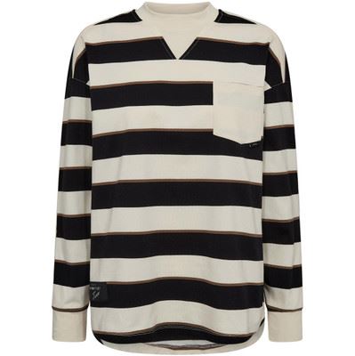 HAUTE L`AMITIÉ TEE, VERONICA STRIPE TEE SWEAT, OFFWHITE BLACK