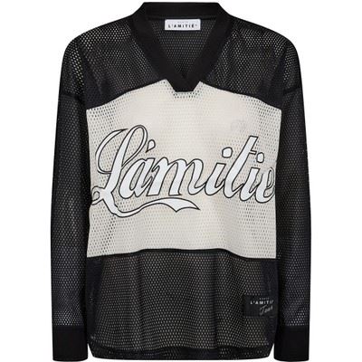 HAUTE L`AMITIÉ BLUSE, DRIFT MIX LOGO BLOUSE, BLACK