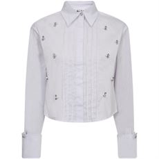 HAUTE L`AMITIÉ SKJORTE, PEARL CROP SHIRT, WHITE