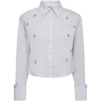 HAUTE L`AMITIÉ SKJORTE, PEARL CROP SHIRT, WHITE