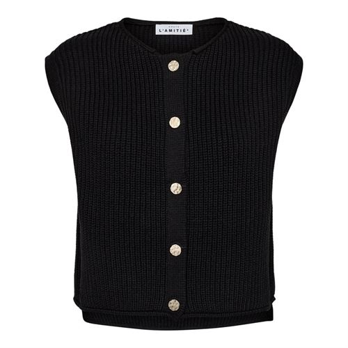 HAUTE L`AMITIÉ VEST, ORIENT KNIT VEST, BLACK