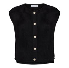 HAUTE L`AMITIÉ VEST, ORIENT KNIT VEST, BLACK