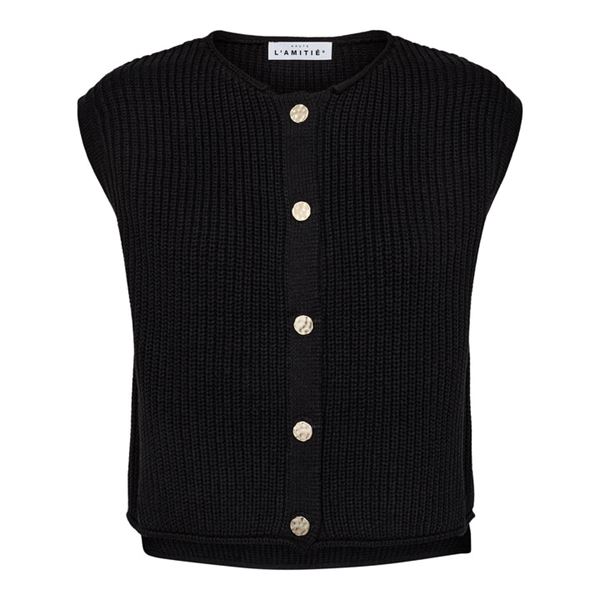 HAUTE L`AMITIÉ VEST, ORIENT KNIT VEST, BLACK
