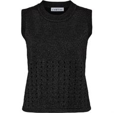 HAUTE L`AMITIÉ TOP, LUREX KNIT TOP, BLACK