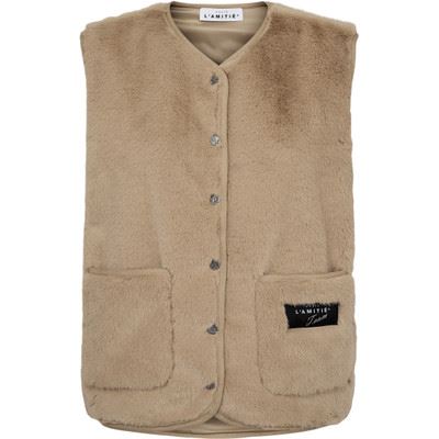 HAUTE L`AMITIÉ VEST, NEW FUR TECH VEST, BEIGE