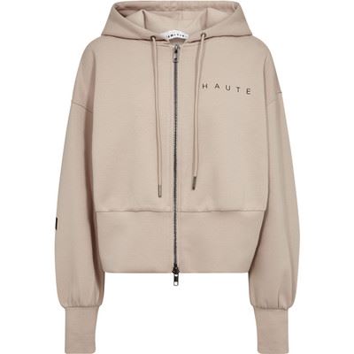 HAUTE L`AMITIÉ CARDIGAN/HOODIE, MAXI SPLIT ZIP HOODIE, BEIGE