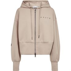HAUTE L`AMITIÉ CARDIGAN/HOODIE, MAXI SPLIT ZIP HOODIE, BEIGE