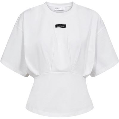 HAUTE L`AMITIÉ T-SHIRT, ROMIE PLEAT TEE, WHITE