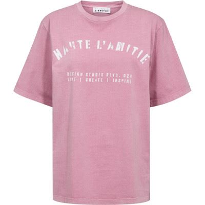 HAUTE L`AMITIÉ T-SHIRT, NOMA ACID CURVE STUDIO TEE, PINK ACID WASH