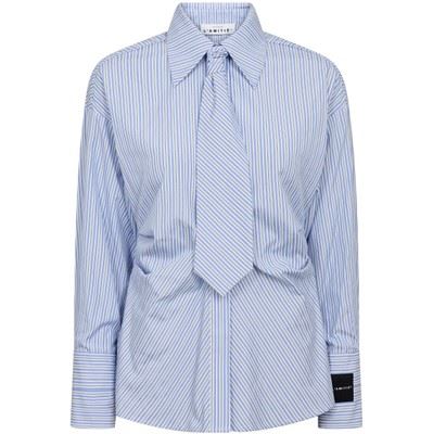 HAUTE L`AMITIÉ SKJORTE, EMMA TIE STRIPE SHIRT, PALE BLUE