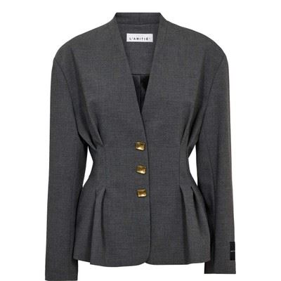 HAUTE L`AMITIÉ BLAZER, ENNA WAIST PLEAT BLAZER, ANTRACIT