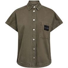 HAUTE L`AMITIÉ SKJORTE,ENIGMA NS LOGO SHIRT, MUD