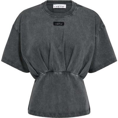 HAUTE L`AMITIÉ T-SHIRT, ROMIE ACID PLEAT TEE, BLACK ACID WASH