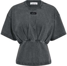 HAUTE L`AMITIÉ T-SHIRT, ROMIE ACID PLEAT TEE, BLACK ACID WASH