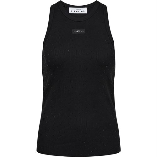 HAUTE L`AMITIÉ TANK TOP, RIB BADGE STONE TANK, BLACK