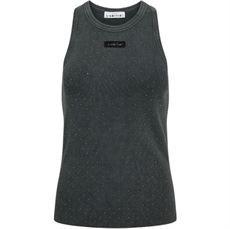 HAUTE L`AMITIÉ TOP, RIB BADGE ACID STONE TANK, BLACK ACID WASH