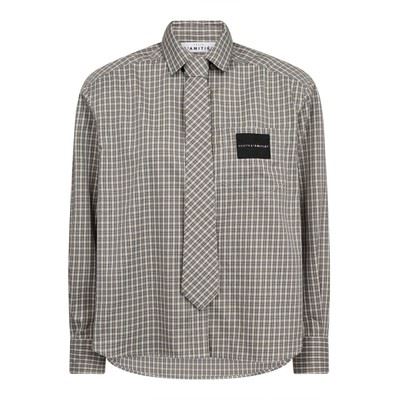 HAUTE L`AMITIÉ SKJORTE, CHESS TIE SHIRT, BEIGE