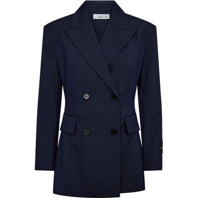 HAUTE L`AMITIÉ BLAZER, NAVY PIN WAIST FIT BLAZER, NAVY