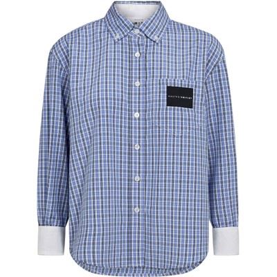 HAUTE L`AMITIÉ SKJORTE, CONTRAST COLOR CHECK SHIRT, BLUE