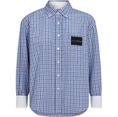 HAUTE L`AMITIÉ SKJORTE, CONTRAST COLOR CHECK SHIRT, BLUE