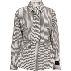 HAUTE L`AMITIÉ SKJORTE, GEMMA TIE STRIPE SHIRT, BEIGE