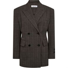 HAUTE L`AMITIÉ BLAZER, WAIST FIT CHECK BLAZER, MOCCA